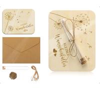 AOYEGIC Cartes En Bois Pour Exaucer Vos VœUx, Avec Tubes à Essai, Enveloppes Et Corde De Chanvre. Cartes CréAtives En Bois Aux Motifs De Pissenlits Pour Vos Amis, Enfants Et Amoureux