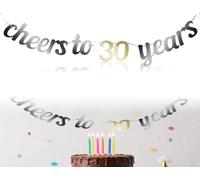 AOYEGIC Décorations 30e Anniversaire,Guirlande Pailletée Cheers to 30 Years,Pour Hommes et Femmes,Décoration Pour Fond Photo,Mur et Utilisation sur la Table(Noir et Or)