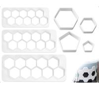 AOYEGIC Emporte pièces en forme de ballon de football 7 pièces,emporte pièces géométriques en plastique pour fondant,outils de décoration,pour gâteaux,desserts,chocolat,loisirs créatifs(blanc)