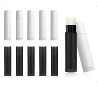 AOYEGIC Lot de 10 Tubes de Rouge à lèvres vides,contenants de Gloss en Plastique réutilisables,flacons de baume à lèvres Auto-remplissants,pour activités de Plein air,Voyages(5 g, Noir et Blanc)