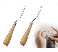 AOYEGIC Lot de 2 Crochets avec Poignées en Bois,Crochets à Loquet en Bois,Outil de Tricotage de Cheveux,Loquet Faciles à Utiliser pour Tresses de Perruques,Dreadlocks