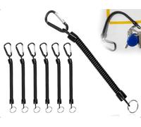 AOYEGIC Lot de 6 câbles spiralés avec Porte-clés, Cordon avec Mousqueton, chaîne de sécurité pour téléphone Portable, Sangle de sécurité pour câble spiralé, Corde de sécurité pour Navigation, pêche