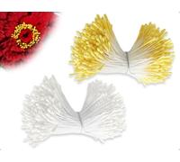 AOYEGIC Lot De 760 éTamines De Fleurs En Cure-Pipe, Cure-Pipes Artificiels Pour Loisirs CréAtifs Avec TêTes De Perles, Pour Projets De Bricolage (Jaune Et Blanc)