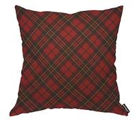 AOYEGO Housse de coussin à carreaux écossais en sergé classique écossais en maille rayée tendance - 45,7 x 45,7 cm - Rouge - Décoration pour hommes, femmes, garçons et filles
