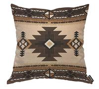AOYEGO Housse de coussin motif aztèque américain sud-ouest aztèque géométrique diamant carré collage patchwork grain marron taie d'oreiller 45,7 x 45,7 cm décoration hommes femmes chambre housse de