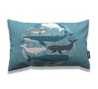 AOYEGO Housse de coussin rectangulaire en coton et lin pour lit et canapé Motif poissons 30,5 x 50,8 cm