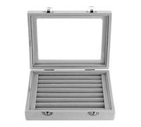 Aoyfuwell Boîte à Bijoux Verrouillable, Organisateur de Bijoux, Écrin à Bijoux en Velours avec 9 Casiers, Vitrine pour Colliers, Bagues, Boucles d'Oreilles