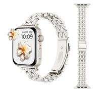 AoYi Acier Inoxydable Bracelet Femme Compatible avec Apple Watch 38mm 40mm 41mm 42mm, Luxe Rechange Métal Sangle pour iWatch Séries 10 9 8 7 6 5 4 3 2 1 SE SE2, Starlight