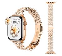 AoYi Acier Inoxydable Bracelet Femme Compatible avec Apple Watch 38mm 40mm 41mm 42mm, Luxe Rechange Métal Sangle pour iWatch Séries 10 9 8 7 6 5 4 3 2 1 SE SE2, Or Rose