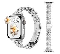 AoYi Acier Inoxydable Bracelet Femme Compatible avec Apple Watch 38mm 40mm 41mm 42mm, Luxe Rechange Métal Sangle pour iWatch Séries 10 9 8 7 6 5 4 3 2 1 SE SE2, Argent