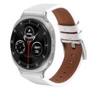 AoYi Bracelet de rechange en cuir véritable pour montre intelligente Samsung Galaxy Watch 8 40 mm, 44 mm, Galaxy Watch 8 Classic 46 mm 2025, sans espace - Avec boucle en acier inoxydable - Blanc