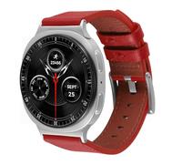AoYi Bracelet de rechange en cuir véritable pour montre intelligente Samsung Galaxy Watch 8 40 mm, 44 mm, Galaxy Watch 8 Classic 46 mm 2025, sans espace - Avec boucle en acier inoxydable - Rouge