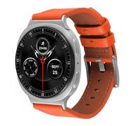 AoYi Italien Cuir Véritable Bracelet Montre pour Samsung Galaxy Watch8 40mm 44mm Classic 46mm 2025, Doux Habillé Bracelet No Gap Smartwatch Remplacement Femmes Homme, Orange
