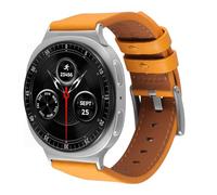 AoYi Italien Cuir Véritable Bracelet Montre pour Samsung Galaxy Watch8 40mm 44mm Classic 46mm, Doux Habillé Bracelet No Gap Smartwatch Remplacement Femmes Homme, Jaune