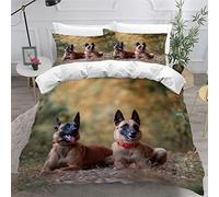 AOYNP Parure de Lit 3 Pièces Berger Belge Malinois Housse de Couette 140x200cm Enfant 1 Personne Chien Animal Motif 3D Microfibre Literie avec 2 Taies d'oreiller 50x75cm pour Garçon Fille