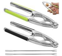 Aoyswuz 2 Pièces Casse Noix avec 2 Prenez Bâton de Noix, Trois Trous Casse-Noisette Métal pour Noix, Châtaignes