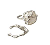 AOYUDJ Ensemble de bagues en argent avec perles irrégulières pour femme - Design baroques élégants en alliage robuste - Portable pour les anniversaires, 1.3cm/0.51inch, Métal