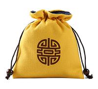 AOYUDJ Sac de rangement pour cartes à dés, sac à cordon de serrage, sac de divinations, sac de tarot, en tissu de coton, pour cartes de jeu, Jaune
