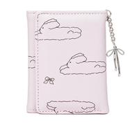 AOYUDJ Style coréen Portefeuille court en cuir synthétique avec nœud papillon et plusieurs emplacements pour cartes, Fuchsia, As picture shown