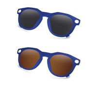 AOZAN Lunettes de soleil polarisées à clipser à monture bleue mate compatibles avec Oakley Meta HSTN OW8002 51 mm pour homme et femme - Noir onyx et marron sépia