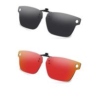 AOZAN Lunettes de soleil polarisées à clipser pour Meta Adventurer Large 52 mm, protection UV et maintien sûr - Noir onyx et cramoisi électrique