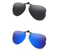 AOZAN Lunettes de soleil polarisées à clipser pour Ray-Ban RB6489 55 mm | RX6489 55 mm | Protection UV et maintien sûr - Noir onyx et bleu Capri