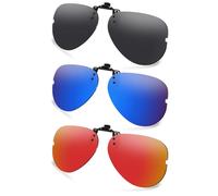 AOZAN Lunettes de soleil polarisées à clipser pour Ray-Ban RB6489 55 mm | RX6489 55 mm | Protection UV et maintien sûr - Noir onyx, bleu Capri et cramoisi électrique