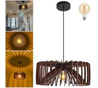 Aozhate Lustres Suspensions Bois Vintage, Suspension Luminaire Bohème table à manger Ø50cm, Suspension de cuisine Rétro Réglable en Hauteur E27, Lustre Plafonnier Bois Pour salon, chambre couloir