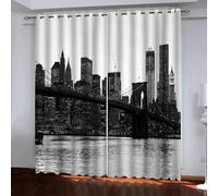 Aozhiswe Lot de 2 Rideau New York Rideaux Occultants 132x214 cm New York Imprimé 3D Draperies Ntérieurs Rideaux de Fenetre Isolant Thermique Décoration Rideaux pour Chambre Salon a.1578