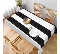 Aozhiswe Nappe de Table Rayures Nappe Carrée 90x90 cm Table Cloth Noir Et Blanc Imprimée Impermeable Anti-Taches Nappes Protection Cuisine Exterieur Jardin Fête a-2031