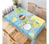 Aozhiswe Nappe de Table Rectangulaire Carte du Monde Nappe Exterieur Impermeable Jardin 140x220 cm Table Cloth Océan Bleu Imprimée Anti-Taches Nappes Protection Cuisine Fête a-4256