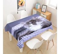 Aozhiswe Nappe de Table Rectangulaire Chat Nappe Exterieur Impermeable Jardin 140x260 cm Table Cloth Animaux de Compagnie Imprimée Anti-Taches Nappes Protection Cuisine Fête a-10598