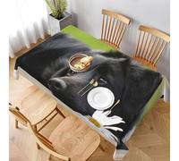 Aozhiswe Nappe de Table Rectangulaire Chien Noir Nappe Exterieur Impermeable Jardin 140x220 cm Table Cloth Border Collie Imprimée Anti-Taches Nappes Protection Cuisine Fête a/1676