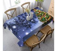 Aozhiswe Nappe de Table Rectangulaire Dessin Animé de Noël Nappe Exterieur Impermeable Jardin 140x220 cm Table Cloth Forêt d'hiver Imprimée Anti-Taches Nappes Protection Cuisine Fête a/1646