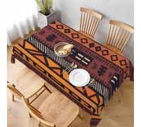 Aozhiswe Nappe de Table Rectangulaire Ethnie Africaine Nappe Exterieur Impermeable Jardin 140x220 cm Table Cloth Rétro Géométrique Imprimée Anti-Taches Nappes Protection Cuisine Fête a-6866