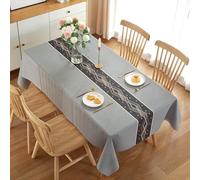 Aozhiswe Nappe de Table Rectangulaire Géométrique Nappe Exterieur Impermeable Jardin 140x260 cm Table Cloth Gris Classique Imprimée Anti-Taches Nappes Protection Cuisine Fête a-928