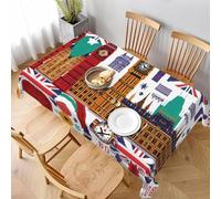 Aozhiswe Nappe de Table Rectangulaire Londres Nappe Exterieur Impermeable Jardin 140x220 cm Table Cloth Royaume-Uni Imprimée Anti-Taches Nappes Protection Cuisine Fête a-10636