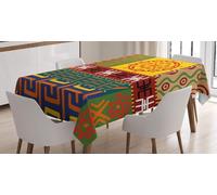 Aozhiswe Nappe de Table Rectangulaire Modèle Africain Nappe Exterieur Impermeable Jardin 140x180 cm Table Cloth Géométrie Rétro Imprimée Anti-Taches Nappes Protection Cuisine Fête a/4354