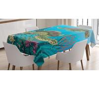 Aozhiswe Nappe de Table Rectangulaire Océan Tortue Nappe Exterieur Impermeable Jardin 140x180 cm Table Cloth Dessins Animés Imprimée Anti-Taches Nappes Protection Cuisine Fête a-6014