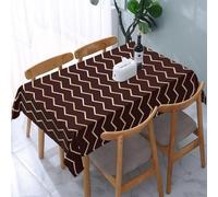 Aozhiswe Nappe de Table Rectangulaire Rayée Stripe Marron Nappe Exterieur Impermeable Jardin 140x180 cm Table Cloth Ondulation Imprimée Anti-Taches Nappes Protection Cuisine Fête a/4634