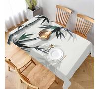 Aozhiswe Nappe de Table Rectangulaire Style Chinois Nappe Exterieur Impermeable Jardin 140x220 cm Table Cloth Bambou à L'encre Imprimée Anti-Taches Nappes Protection Cuisine Fête a-5696