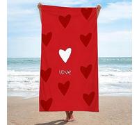 Aozhiswe Serviette de Plage Microfibre Aimer Serviette Plage Anti Sable Rouge Drap de Plage XXL 80x160 Grande Serviette de Bain Absorbante à Séchage Rapide pour Voyage, Piscine
