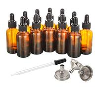 AOZITA Lot de 12 flacons compte-gouttes en verre ambré de 60 ml avec compte-gouttes pour huiles essentielles, liquides - Bouteilles de voyage étanches