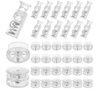 AOZUO 36 Pcs Bouchon de cordon avec ressort, bouchon de cordon en plastique pour cordons de serrage, ajusteur de cordon, clip de cordon élastique pour cordons, paracorde, vêtements (Transparent)