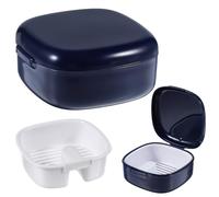 AOZUO Boîte à bretelles, étui de retenue, boîte à attelles dentaires avec écran filtrant amovible, étui de protège dents orthodontique pour femmes, hommes, adolescents, adultes (bleu foncé)