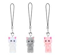AOZUO Breloques de Chat pour Téléphone, Porte-clés Mignon Y2K Esthétique, Charme Kawaii Avec Dragonne, Accessoire pour Clé Femme