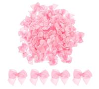AOZUO Lot de 100 petits nœuds en ruban de satin rose pré-noués pour travaux manuels, couture, scrapbooking, cadeau de mariage, Noël, décoration de fête d'anniversaire (rose)