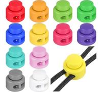 AOZUO Lot de 12 bloqueurs de cordon à 2 trous, de couleurs différentes, en plastique, dans différents types de bâillons, butées à ressort, fermeture coulissante, boutons de fermeture pour sacs à dos