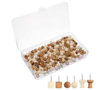 AOZUO Lot de 150 punaises en bois de 2 cm avec boîte de rangement pour tableau d'affichage, bureau, école, maison, carte du monde, photos, fournitures de bureau