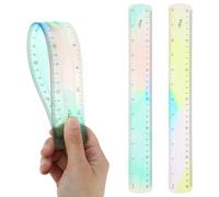 AOZUO Lot de 2 règles flexibles de 30 cm - Règle droite transparente en plastique incassable avec bord doux - Règle plate flexible pour l'école, la salle de classe, le bureau à domicile